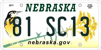NE license plate 81SC13