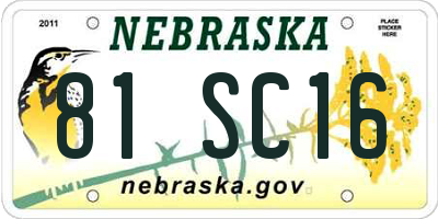 NE license plate 81SC16