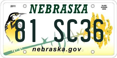NE license plate 81SC36