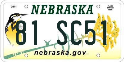 NE license plate 81SC51