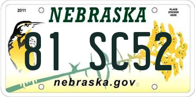 NE license plate 81SC52