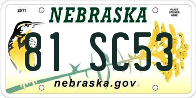 NE license plate 81SC53
