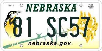 NE license plate 81SC57