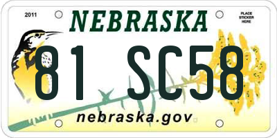 NE license plate 81SC58