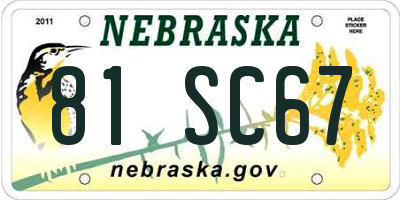 NE license plate 81SC67