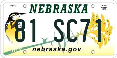 NE license plate 81SC71