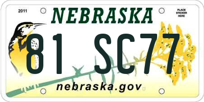 NE license plate 81SC77