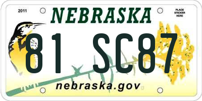 NE license plate 81SC87