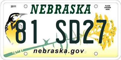 NE license plate 81SD27