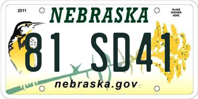 NE license plate 81SD41