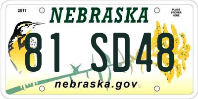 NE license plate 81SD48