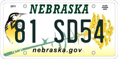 NE license plate 81SD54