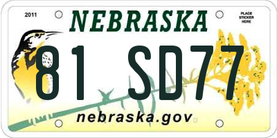 NE license plate 81SD77