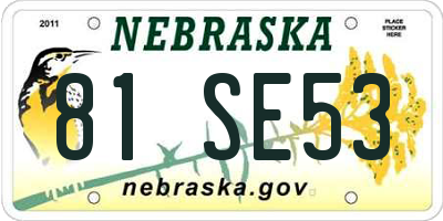 NE license plate 81SE53