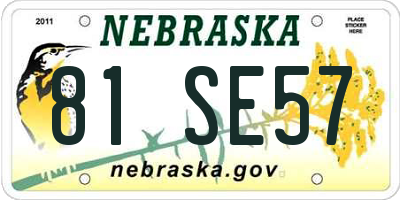 NE license plate 81SE57