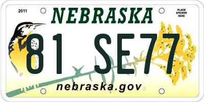 NE license plate 81SE77