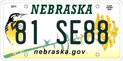 NE license plate 81SE88