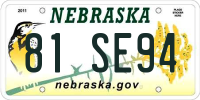 NE license plate 81SE94