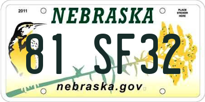 NE license plate 81SF32