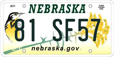 NE license plate 81SF57