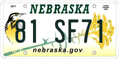 NE license plate 81SF71