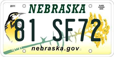 NE license plate 81SF72
