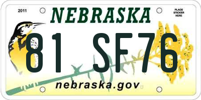 NE license plate 81SF76