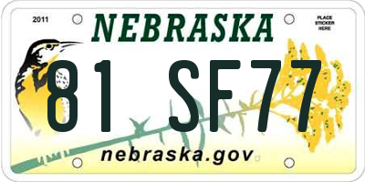 NE license plate 81SF77