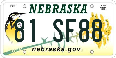 NE license plate 81SF88