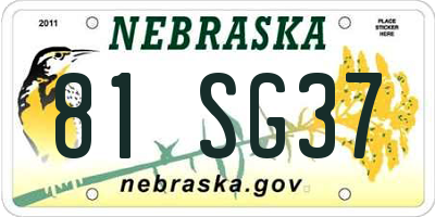 NE license plate 81SG37
