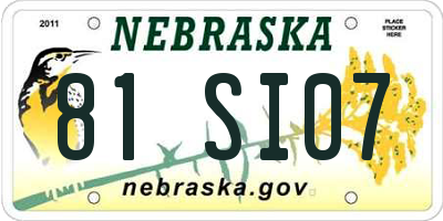 NE license plate 81SI07