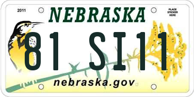 NE license plate 81SI11
