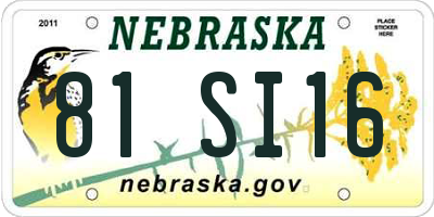 NE license plate 81SI16