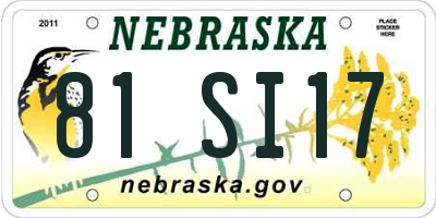 NE license plate 81SI17