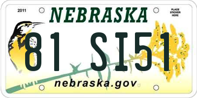 NE license plate 81SI51