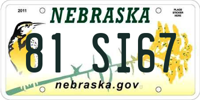 NE license plate 81SI67
