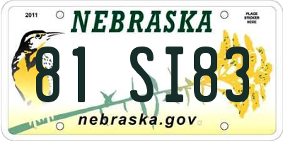 NE license plate 81SI83