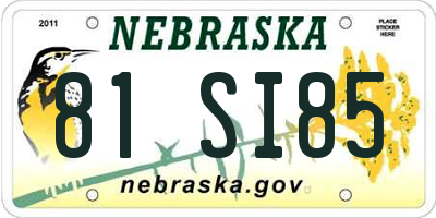 NE license plate 81SI85