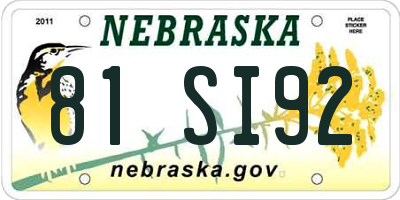 NE license plate 81SI92