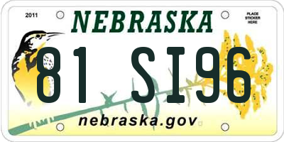 NE license plate 81SI96