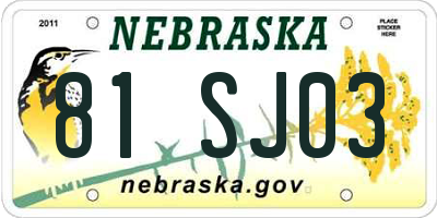 NE license plate 81SJ03