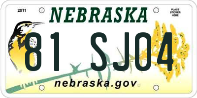 NE license plate 81SJ04
