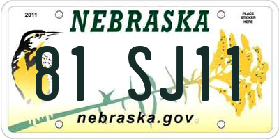 NE license plate 81SJ11
