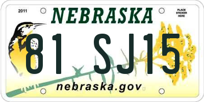 NE license plate 81SJ15