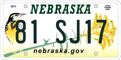 NE license plate 81SJ17