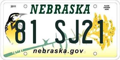 NE license plate 81SJ21