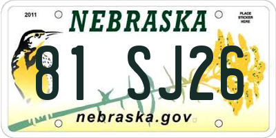 NE license plate 81SJ26