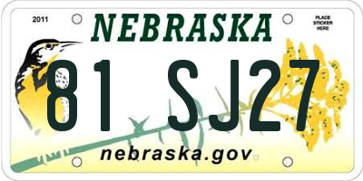 NE license plate 81SJ27