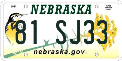NE license plate 81SJ33