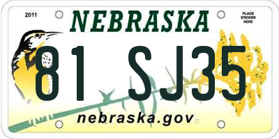 NE license plate 81SJ35